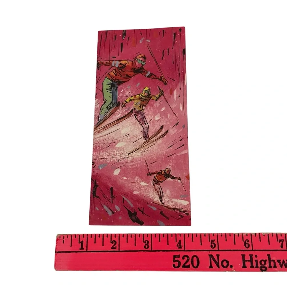 Unused Vintage Carrington Slim Greeting Card New Years Skiing Ephemera